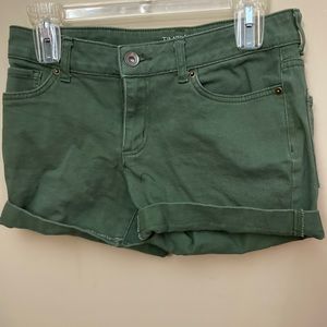 olive green denim shorts
